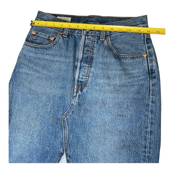 LEVI’S WOMEN DECONSTRUCTED MIDI SKIRT  Blue Denim size 26 US Equivalent: Small - Picture 5 of 12